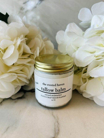 4 oz Tallow Balm-Unscented, Vanilla/peppermint, Vanilla, Lavender, Rose, YlangYlang/Bergamot